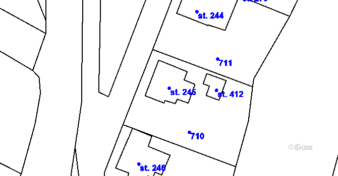 Parcela st. 245 v KÚ Velký Dřevíč, Katastrální mapa
