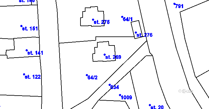Parcela st. 269 v KÚ Velký Dřevíč, Katastrální mapa