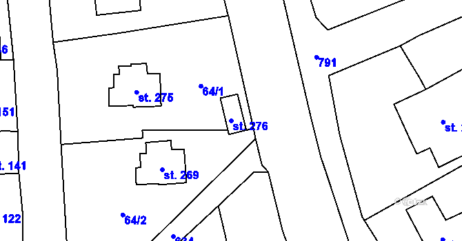 Parcela st. 276 v KÚ Velký Dřevíč, Katastrální mapa