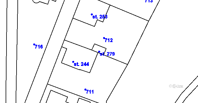 Parcela st. 279 v KÚ Velký Dřevíč, Katastrální mapa