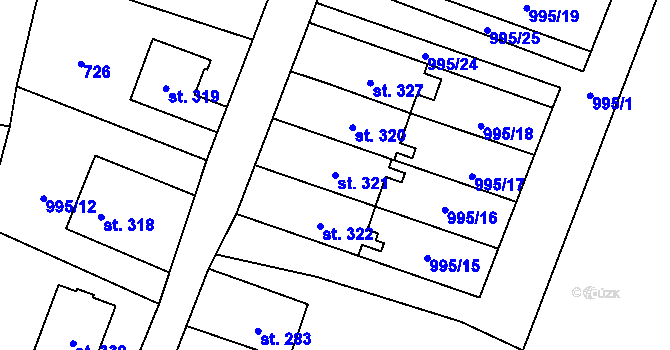 Parcela st. 321 v KÚ Velký Dřevíč, Katastrální mapa
