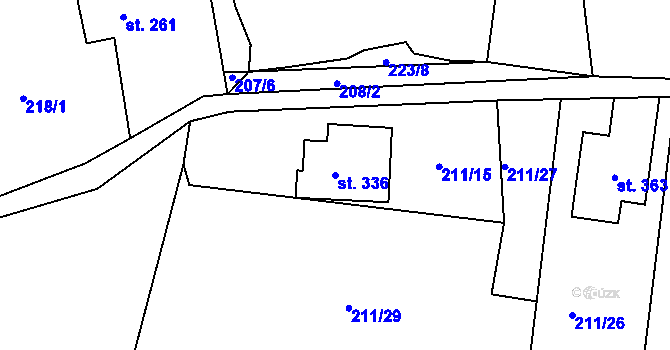 Parcela st. 336 v KÚ Velký Dřevíč, Katastrální mapa