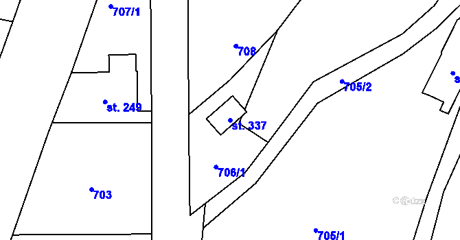 Parcela st. 337 v KÚ Velký Dřevíč, Katastrální mapa
