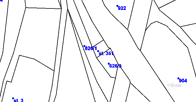 Parcela st. 351 v KÚ Velký Dřevíč, Katastrální mapa