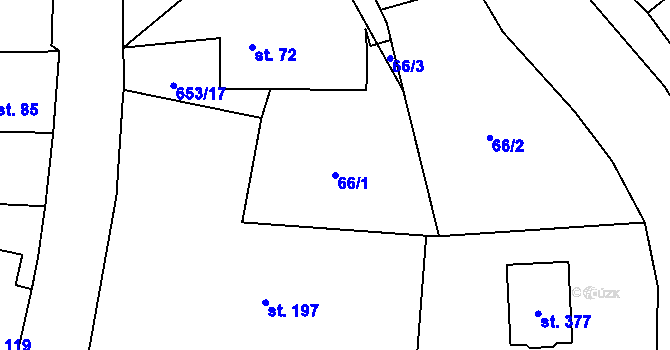 Parcela st. 66/1 v KÚ Velký Dřevíč, Katastrální mapa