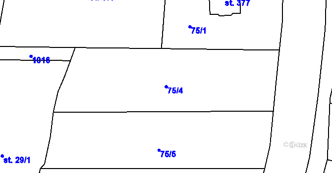 Parcela st. 75/4 v KÚ Velký Dřevíč, Katastrální mapa