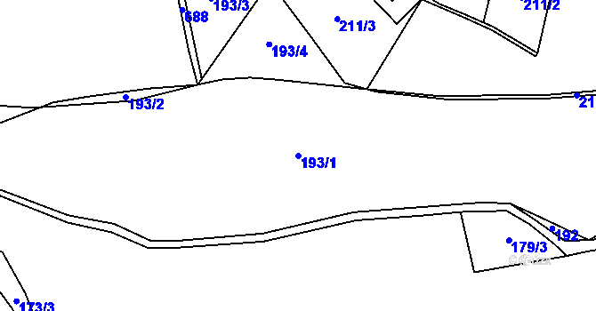 Parcela st. 193/1 v KÚ Velký Dřevíč, Katastrální mapa