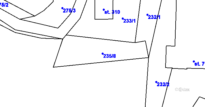 Parcela st. 235/8 v KÚ Velký Dřevíč, Katastrální mapa