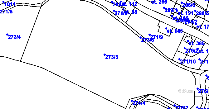 Parcela st. 273/3 v KÚ Velký Dřevíč, Katastrální mapa