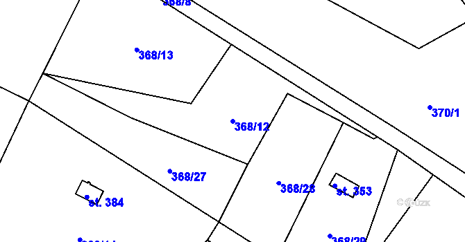 Parcela st. 368/12 v KÚ Velký Dřevíč, Katastrální mapa