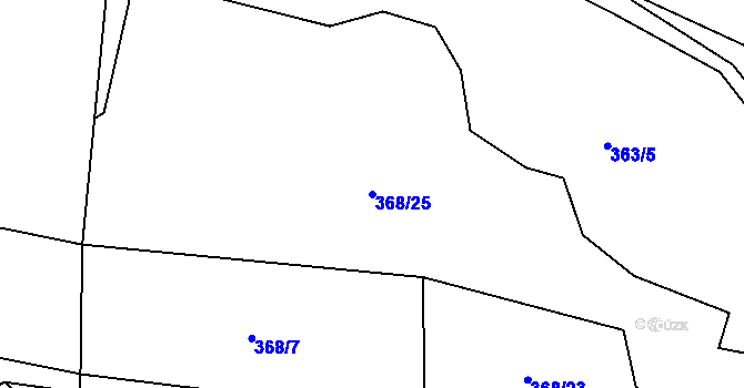 Parcela st. 368/25 v KÚ Velký Dřevíč, Katastrální mapa