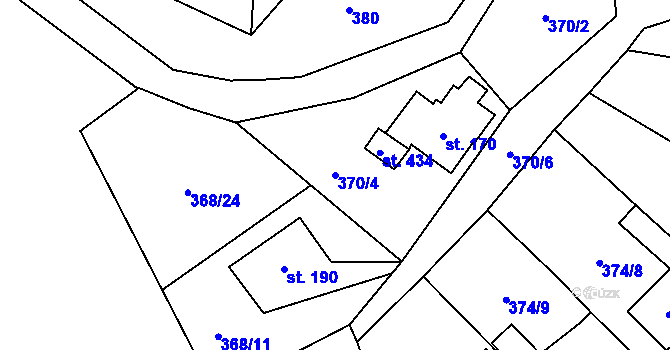 Parcela st. 370/4 v KÚ Velký Dřevíč, Katastrální mapa
