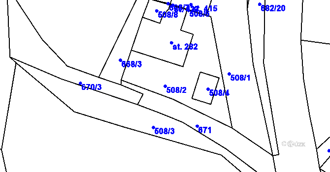 Parcela st. 508/2 v KÚ Velký Dřevíč, Katastrální mapa