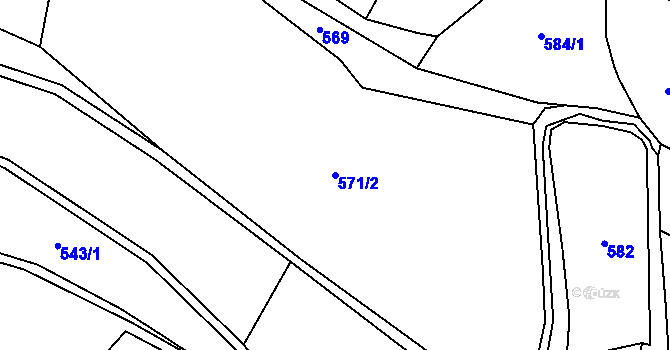 Parcela st. 571/2 v KÚ Velký Dřevíč, Katastrální mapa