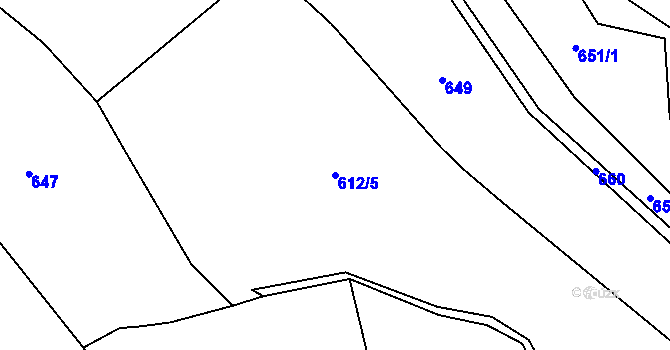 Parcela st. 612/5 v KÚ Velký Dřevíč, Katastrální mapa