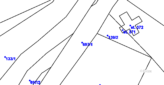 Parcela st. 697/1 v KÚ Velký Dřevíč, Katastrální mapa