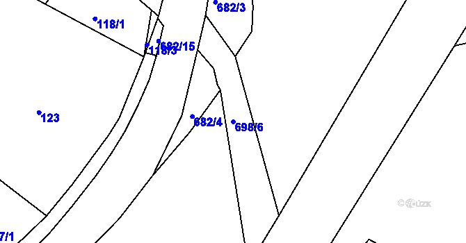 Parcela st. 698/6 v KÚ Velký Dřevíč, Katastrální mapa