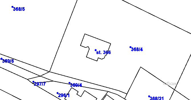 Parcela st. 366 v KÚ Velký Dřevíč, Katastrální mapa
