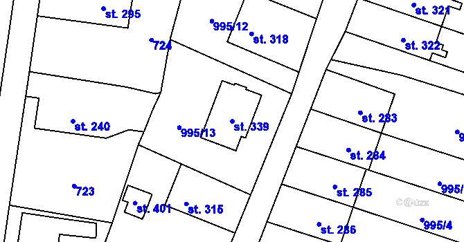 Parcela st. 339 v KÚ Velký Dřevíč, Katastrální mapa