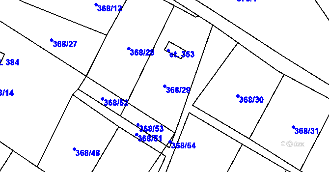 Parcela st. 368/29 v KÚ Velký Dřevíč, Katastrální mapa