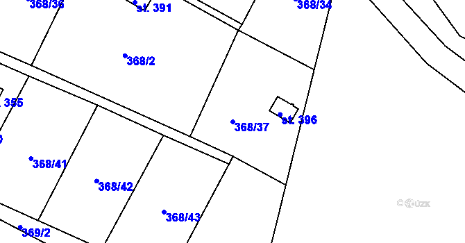 Parcela st. 368/37 v KÚ Velký Dřevíč, Katastrální mapa