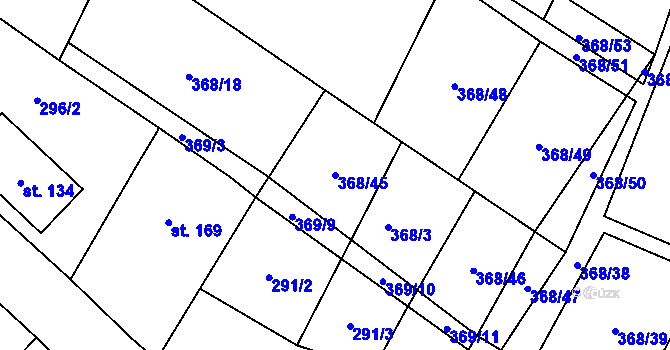Parcela st. 368/45 v KÚ Velký Dřevíč, Katastrální mapa