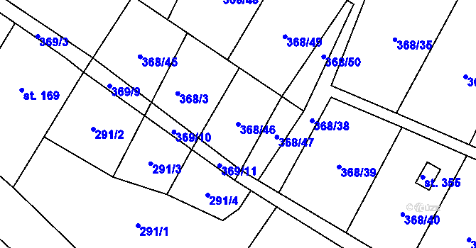 Parcela st. 368/46 v KÚ Velký Dřevíč, Katastrální mapa