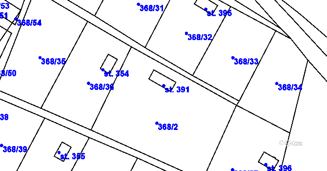 Parcela st. 391 v KÚ Velký Dřevíč, Katastrální mapa