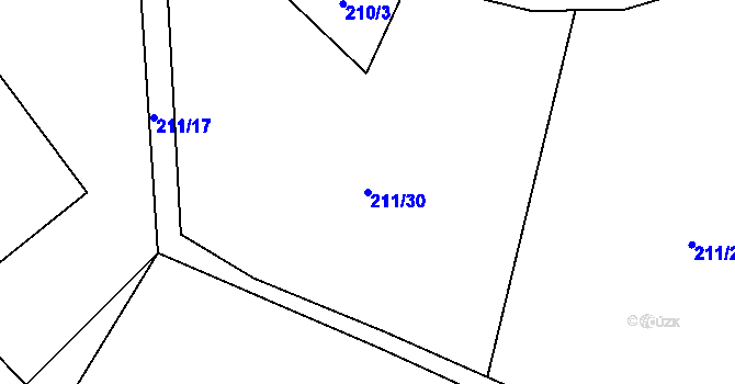 Parcela st. 211/30 v KÚ Velký Dřevíč, Katastrální mapa