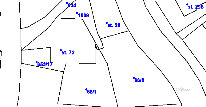 Parcela st. 66/3 v KÚ Velký Dřevíč, Katastrální mapa