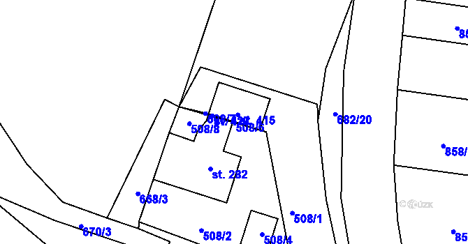 Parcela st. 508/6 v KÚ Velký Dřevíč, Katastrální mapa