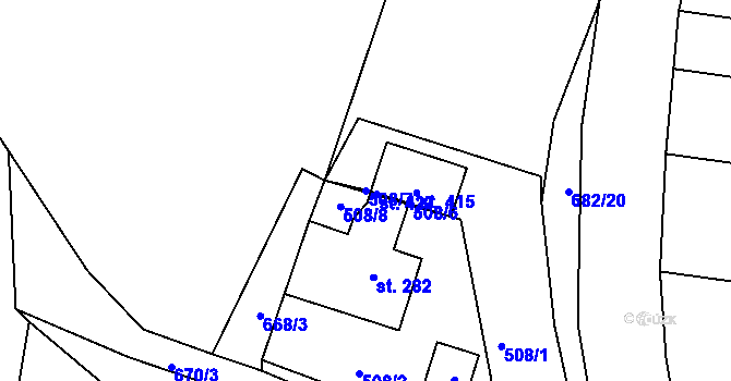 Parcela st. 508/7 v KÚ Velký Dřevíč, Katastrální mapa