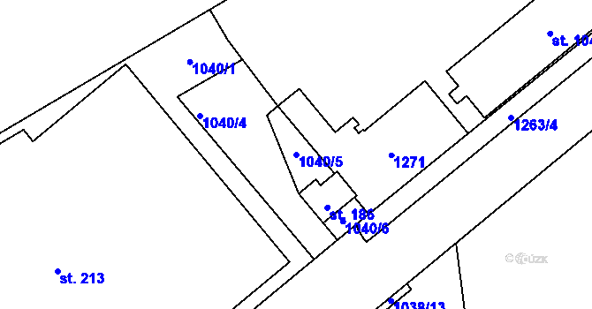 Parcela st. 1040/5 v KÚ Žabokrky, Katastrální mapa