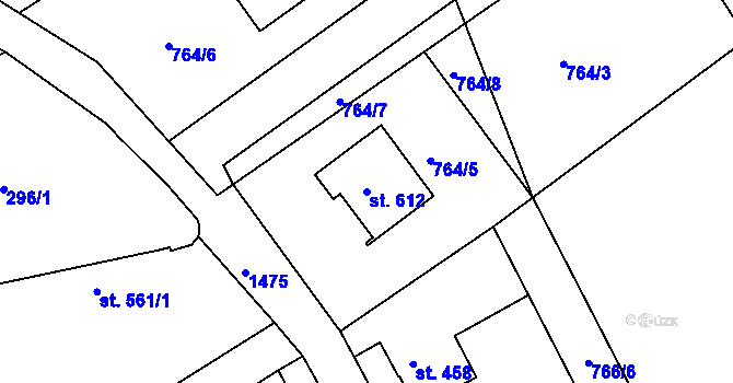 Parcela st. 612 v KÚ Velké Poříčí, Katastrální mapa