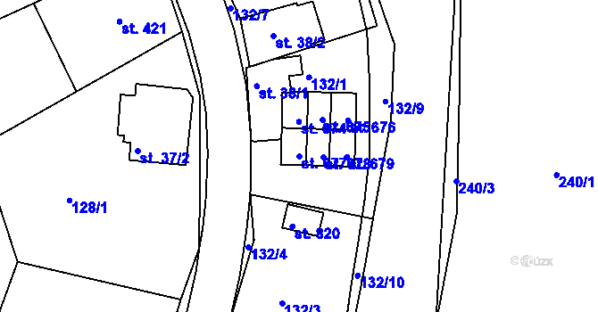 Parcela st. 677 v KÚ Velké Poříčí, Katastrální mapa