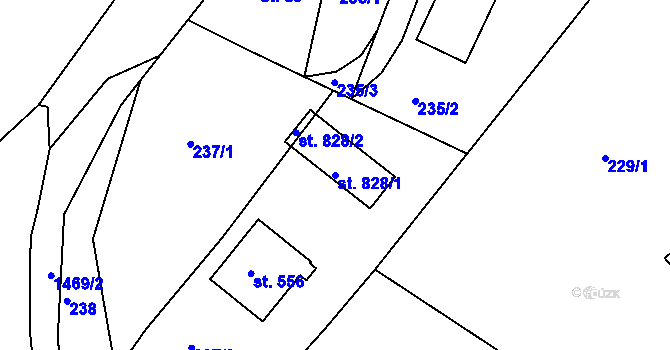 Parcela st. 828/1 v KÚ Velké Poříčí, Katastrální mapa