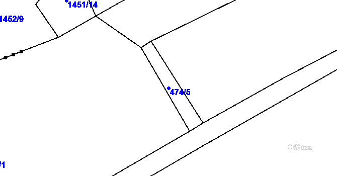 Parcela st. 474/5 v KÚ Velké Poříčí, Katastrální mapa
