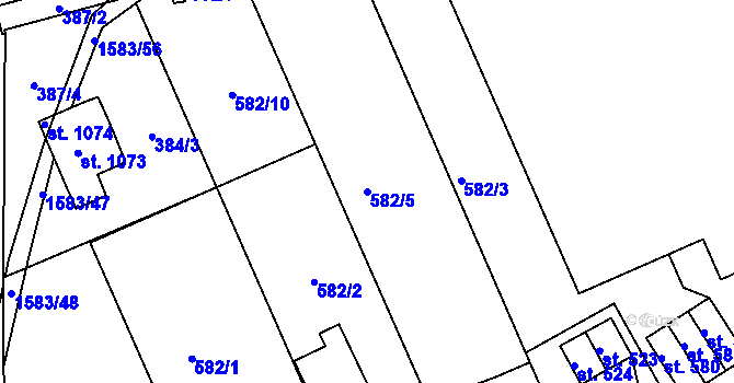 Parcela st. 582/5 v KÚ Velké Poříčí, Katastrální mapa
