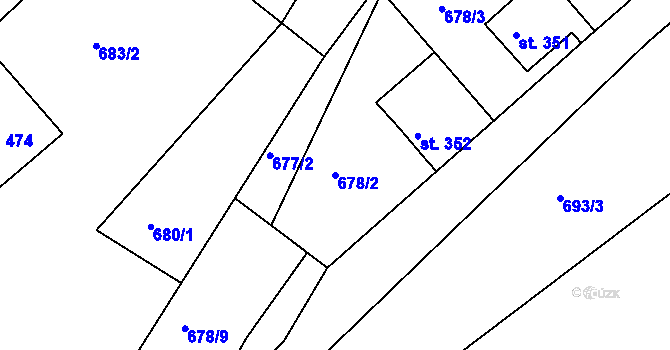 Parcela st. 678/2 v KÚ Velké Poříčí, Katastrální mapa