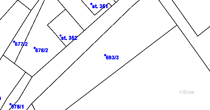 Parcela st. 693/3 v KÚ Velké Poříčí, Katastrální mapa
