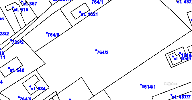 Parcela st. 764/2 v KÚ Velké Poříčí, Katastrální mapa