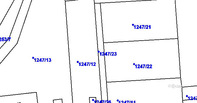 Parcela st. 1247/23 v KÚ Velké Poříčí, Katastrální mapa