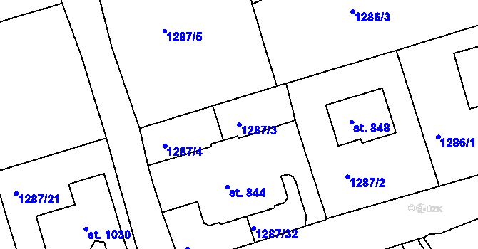 Parcela st. 1287/3 v KÚ Velké Poříčí, Katastrální mapa