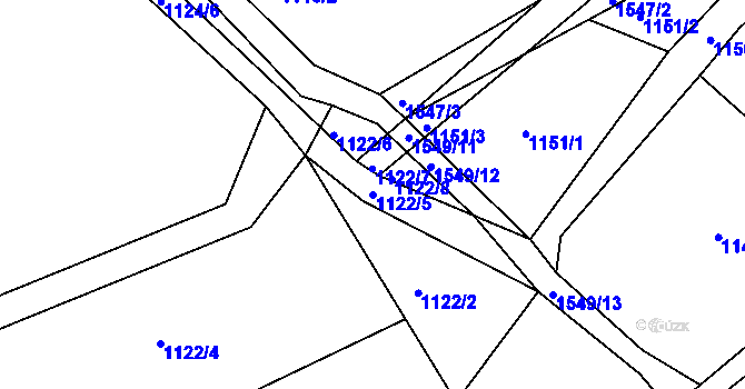 Parcela st. 1122/5 v KÚ Velké Poříčí, Katastrální mapa