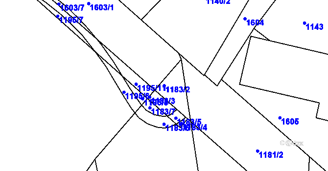 Parcela st. 1183/2 v KÚ Velké Poříčí, Katastrální mapa