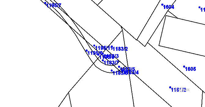 Parcela st. 1183/3 v KÚ Velké Poříčí, Katastrální mapa