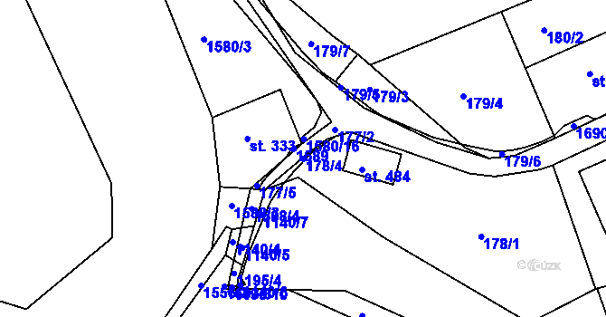 Parcela st. 178/4 v KÚ Velké Poříčí, Katastrální mapa