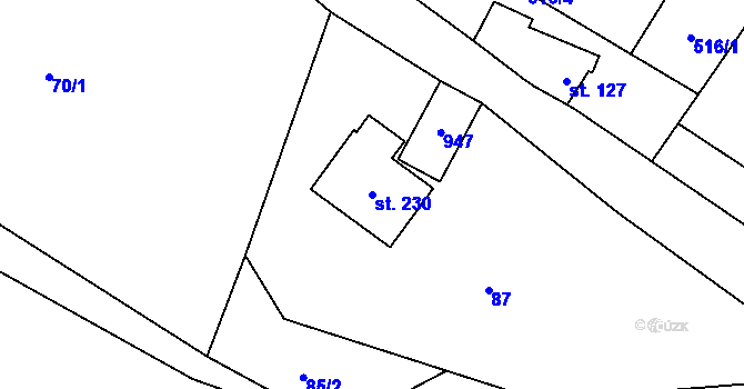 Parcela st. 230 v KÚ Rokytník, Katastrální mapa