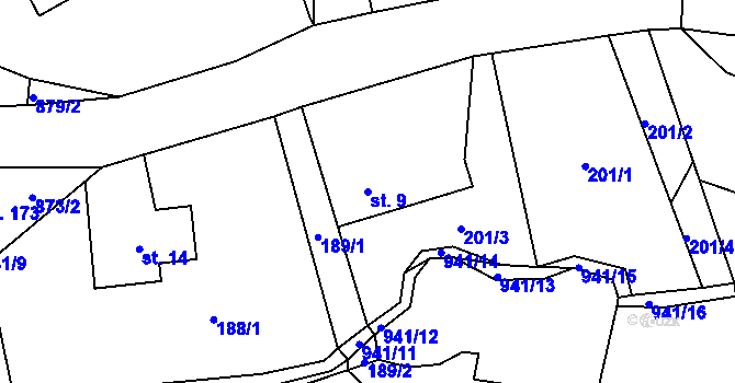 Parcela st. 9 v KÚ Rokytník, Katastrální mapa