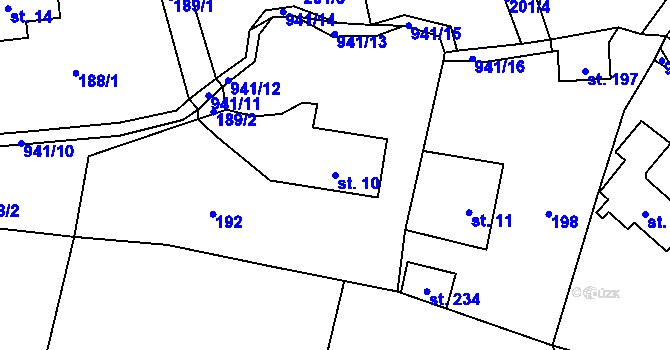 Parcela st. 10 v KÚ Rokytník, Katastrální mapa